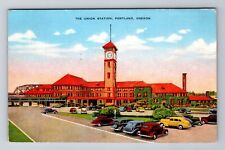 Portland OR- Oregon, The Union Station, Antique, Vintage c1947 Souvenir Postcard picture