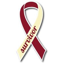 Magnet Me Up Burgundy and Ivory Head and Neck Cancer Survivor Ribbon Car Magnet picture
