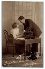 c1910's Office Romance Important Business At The Office Posted Antique Postcard picture