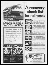 1935 Edgewater Steel Co. Pittsburgh B-32-KA Railroad Gear Greyhound Dog Print Ad picture