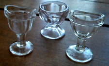 Vtg 1950s Lot Of 3 PEDESTAL Eye Wash Clear Glass Cups  UNMARKED picture