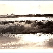 c1940s Redwood Hwy Cali RPPC Pacific Ocean Waves Breakers Sawyers Photo A165 picture