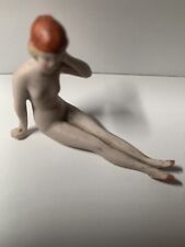 Vintage German Bisque Figurine “Bathing Beauty”, Miniature 1.75” Made In 1930 picture
