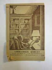 Vintage Dust Jacket   Librairies Gibert   Paris  Text in French   1945 picture