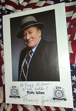 Mickey Spillane Mike Hammer Mystery Pulp Author Signed Autograph LIFETIME COA. picture