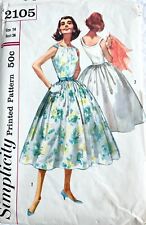 Vintage Simplicity 2105 Sewing Pattern Bust 34 1950s Party Dress Pretty Chic picture