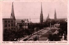 View of Grand Ave Looking West Milwaukee WI RPPC Real Photo Postcard 1908 picture