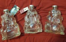 THREE BIG Vintage Hear, See Speak No Evil Glass Bottles-Rare-LooK picture