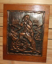 Vintage Bulgarian copper wall hanging plaque April uprising rebel and cannon picture