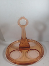 Vintage Pink Glass Centerpiece Condiment Caddy Oil Vinegar picture
