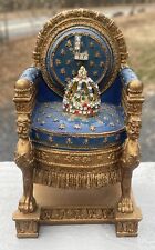 Vintage Napoleon Blue Throne French Egyptian Revival Eiffel Tower Chair Decor picture