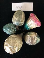 Antique Vintage German Lot Of Mixed Blue Silver Pink Flower Glass Ornament-1900s picture