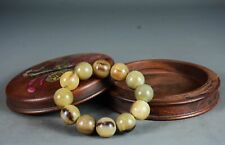 Noble tibet ox horn carved bead bangle bracelet +inlay shell gourd rosewood box picture