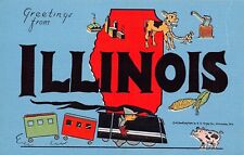 Illinois IL Greetings From Larger Not Large Letter Linen 14525N-C.M.2 Postcard picture