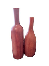 Hand Carved Wooden Vases set 2 picture