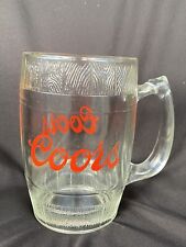 vintage Coors beer glasses- barware Large Beer  Mug 7’’x4.24 Clear Glass ￼red L picture