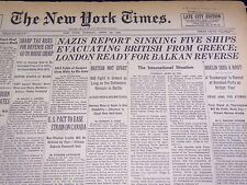 1941 APRIL 22 NEW YORK TIMES - NAZIS REPORT SINKING FIVE SHIPS - NT 1449 picture