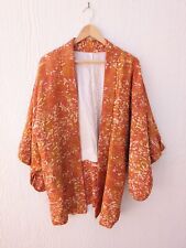 Vintage Japanese Retro Orange Handmade Short Kimono Jacket One Size picture