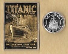 RMS TITANIC APRIL 10-15, 1912 23 KT CARD  SILVER  COIN picture