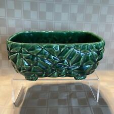 MCM Green Geometric Footed Planter - Vintage picture