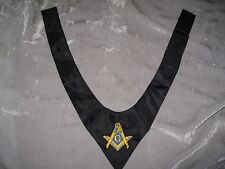 Black Masonic Square Compass Cravat Tie Embroidered Fraternity Freemason NEW picture