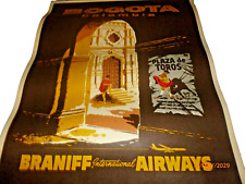 Vintage 1960s Original BRANIFF AIRWAYS Bogota Colombia TRAVEL POSTER 20x26