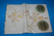 1960's VTG PAIR White Poly-Cotton Embroidered Pillowcases  New Old Stock 21x34 picture