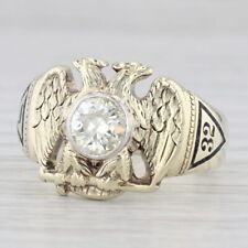 1ct Diamond Masonic Scottish Rite Ring 14k Gold Eagle Yod 32nd 14th Degree picture