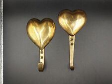 Vintage Pair Of Mismatched Brass Heartshaped Hooks picture