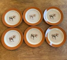 Marble Canyon enamelware Moose Frontier Western 6 Dinner Plates 10 1/4 Inch picture