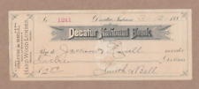 Vintage - Smith & Bell Hardwood Lumber Decatur, IN - Autograph Bank Check - 1887 picture