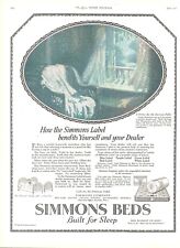 1922  Simmons Beds Antique Print Ad Built For Sleep Mattresses picture