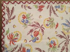 Small Vintage Mexican Theme Tablecloth with Hand Crocheted Border - 29x30 picture