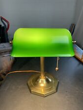 Vintage Bank Teller Lamp Emerald Green Glass Shade picture