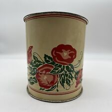 Vintage 50s Red Poppies Floral Metal Flour Sifter w/ Wood Hand-I-Sift Handle picture