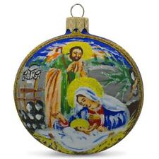 Sunset Nativity Scene Glass Ball Christmas Ornament 4 Inches picture