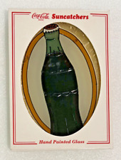 Vintage 1997 Coca Cola Company Hand Painted Glass Bottle Window Sun Catcher 4.5” picture
