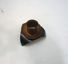 Vtg Mid Century Unique Metal Candle Holder Triangle Footed  Copper Tone MCM picture