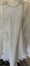 Vintage White With Green Polka Dot Ruffled Hem Tie In Back And Snap One Size** picture