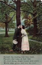 Postcard Romance Couple Kissing Beneath the Trysting Tree Poem Bamforth 1908 DB picture