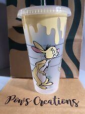Custom Starbucks Rabbit From Winnie the Pooh Venti reusable Cold Cup lid straw picture
