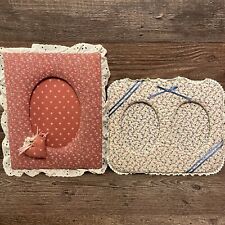 Picture Frames Hand Quilted Small Round Photos Handmade Vintage Lot Of 2 picture