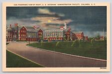 Columbia South Carolina US Veterans Administration at Night Linen Postcard picture
