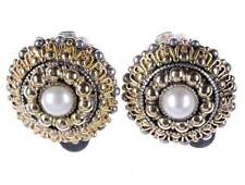 Vintage 18k gold and sterling clip on earrings with pearls picture