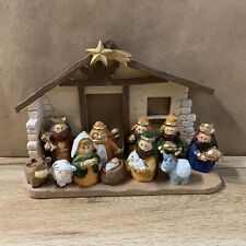 Transpac 12 Piece Nativity Set Christmas Holiday Kids Resin Crèche Mini picture