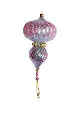 Vintage Homemade Purple/Blue Glitter Ball  Christmas Ornament 6