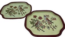 2 Vintage Bird Scenes Mini To Serving Trays Birds Floral Scenery Tray Set picture