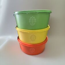 Vtg Tupperware Canister Containers W/lids Orange Green Yellow 1204-3 Granny Core picture