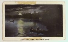 Greetings from Charlevoix Mich MI Michigan Postcard vintage A8 picture