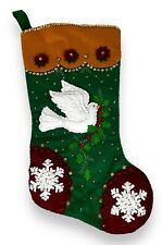 Vintage Bucilla Dove Felt Christmas Stocking Traditional Elegance 84786 picture